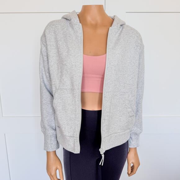 Athleta Girl, All Day Full Zip Sweatshirt, Quartz Heather Grey, Girls Size XL/14 - Picture 1 of 10